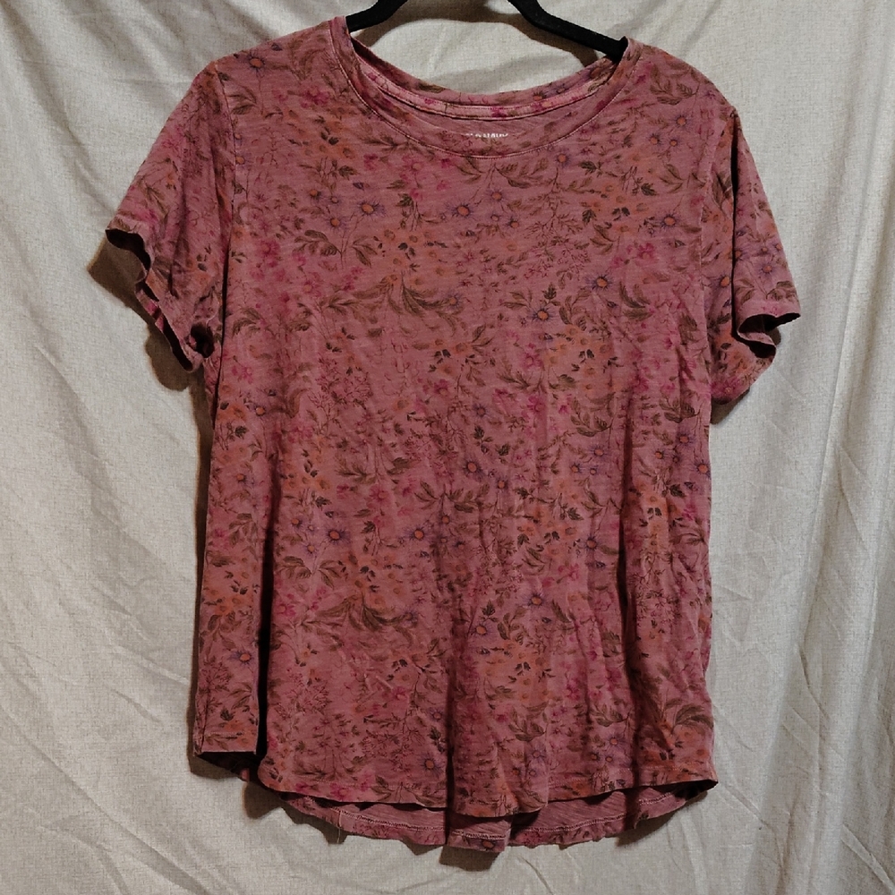 Soft Old Navy Pink ditsy Floral Short Sleeve everyday everywear Tee L
